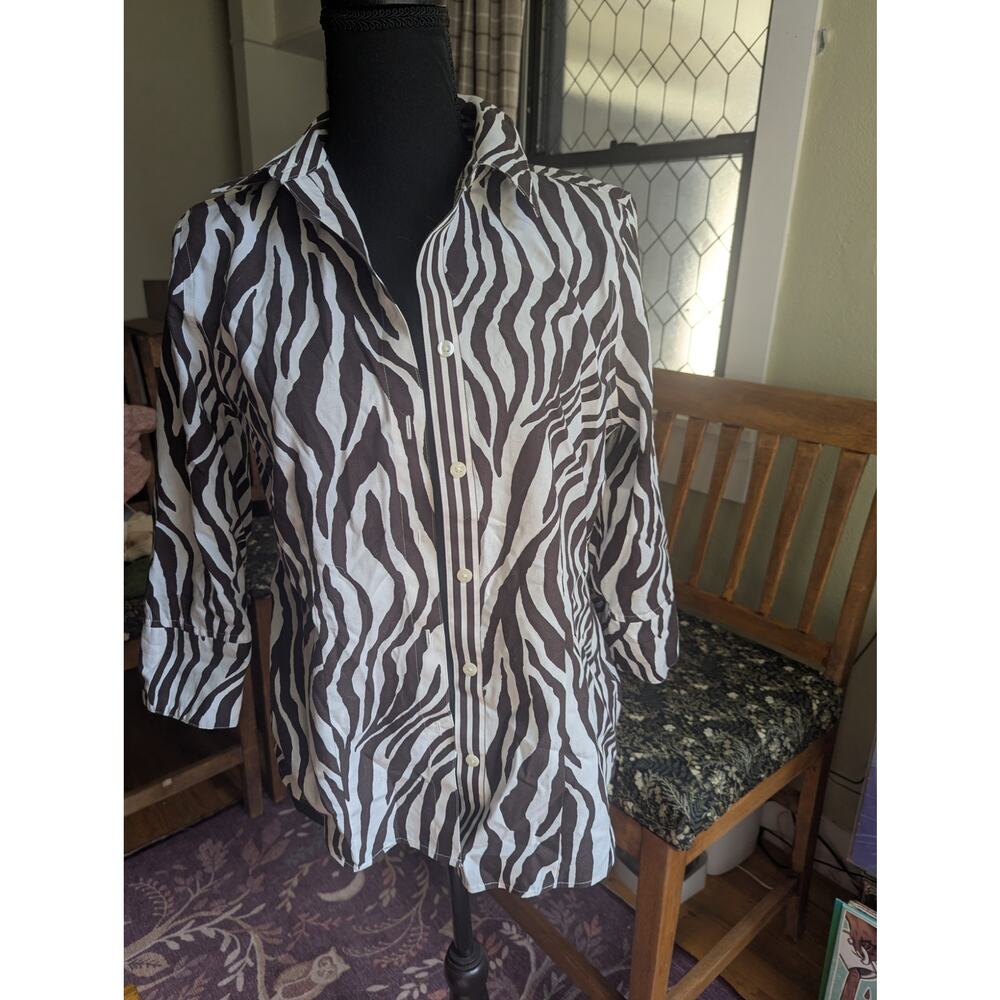Chicos Zebra Print Chicos Quarter Sleeve